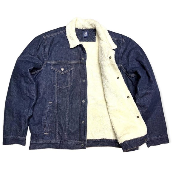 Gap Other - GAP Sherpa Fleece Designer Denim Jean Jacket - Mens XL